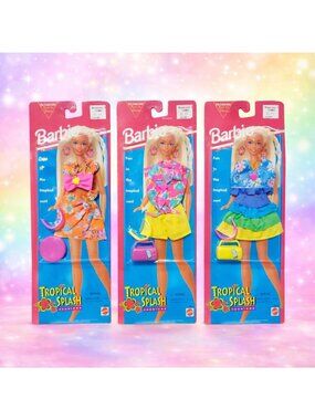 Vintage Mattel Barbie Tropical Splash Fashions Lot of 3 #68314 NEW Sealed NRFB